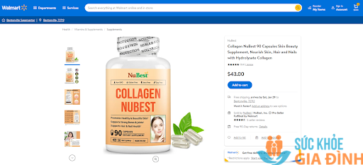 Collagen NuBest đã có mặt tại Walmart - Nhà bán lẻ trực tuyến toàn cầu